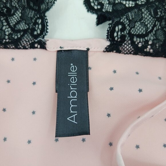 Ambrielle Pink Black Star Lace Trim Racerback Camisole Top Large NWT - Picture 8 of 10